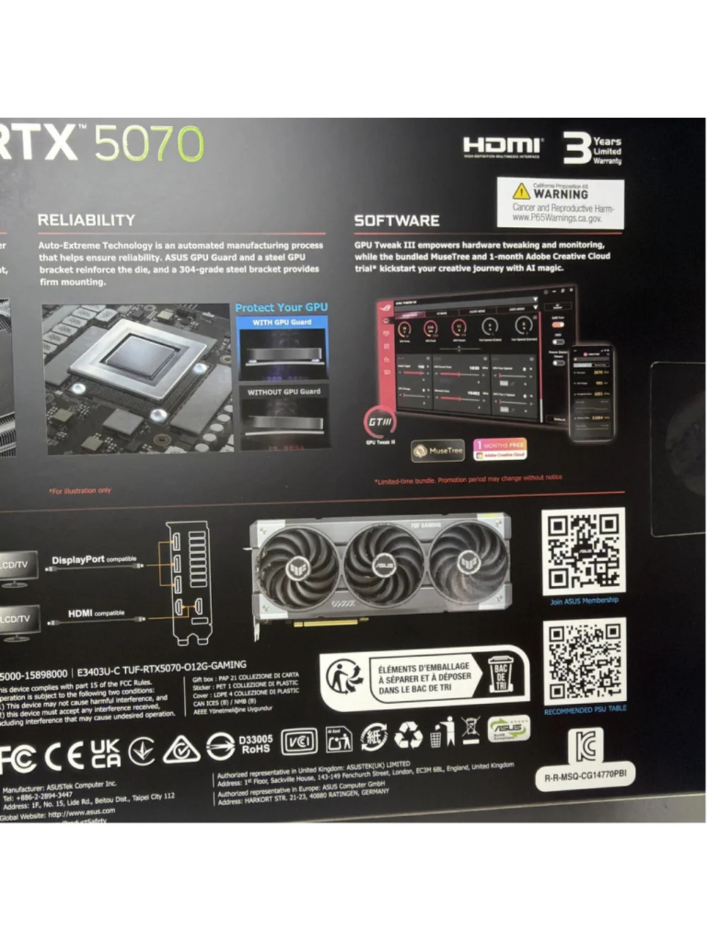 NEW SEALED ASUS TUF Gaming GeForce RTX 5070 OC Edition 12GB GDDR7 GPU
